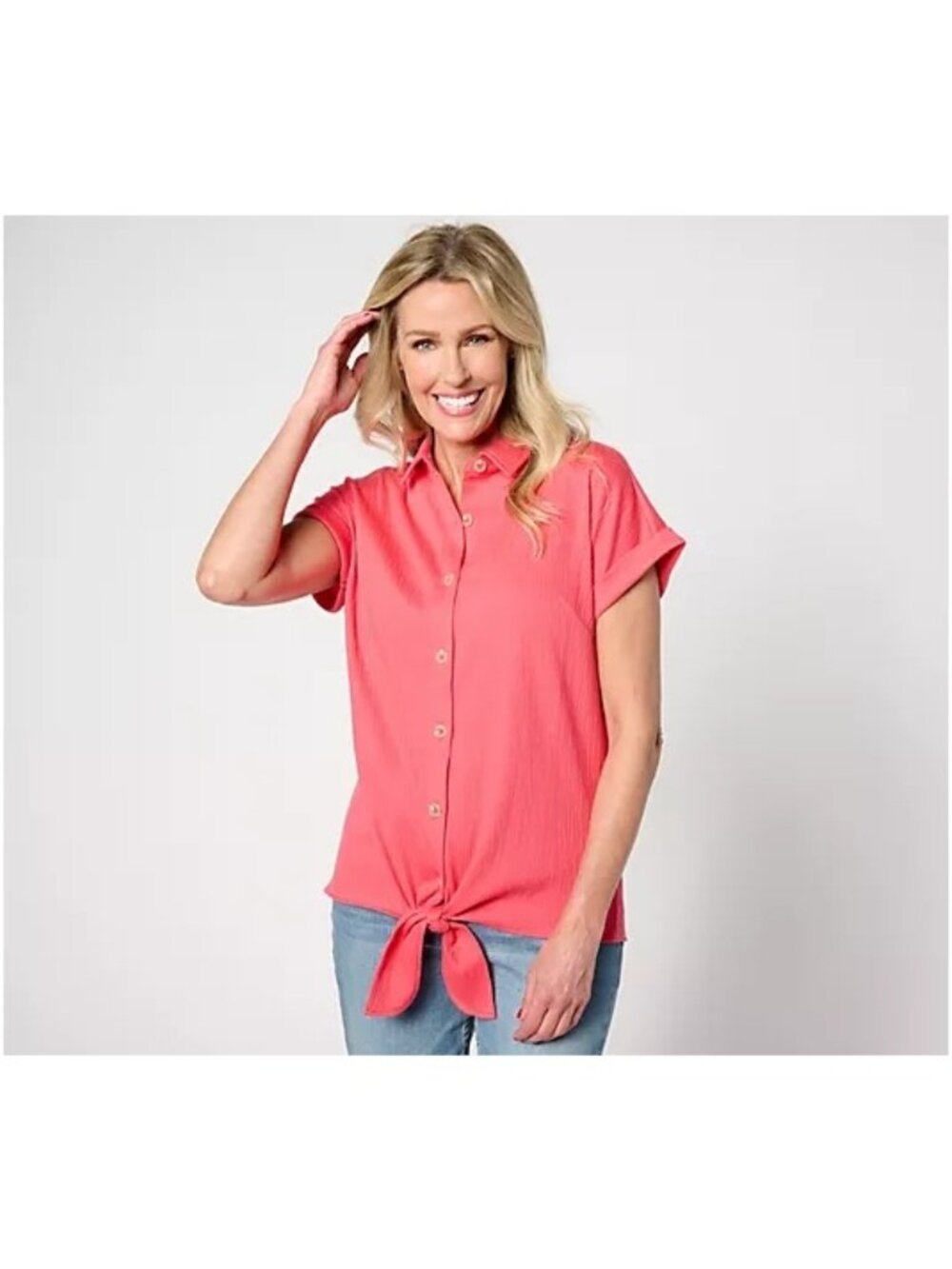 Belle by Kim Gravel Packabelle Summer Fun Tie Front Top XL Paradise Pink
